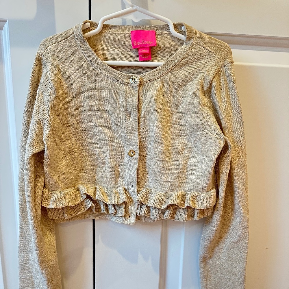 Lilly Pulitzer girls gold cardigan size 8-10